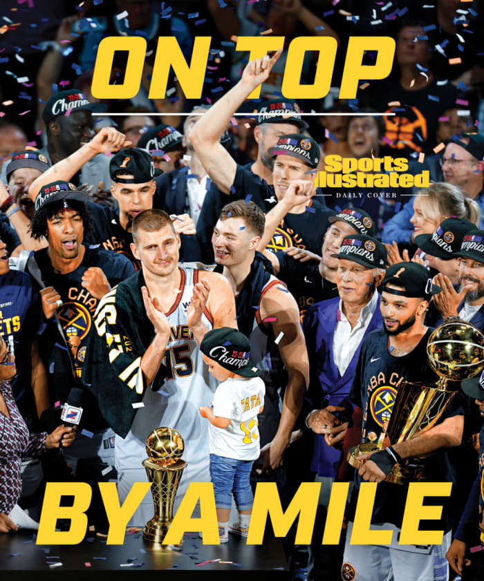 The Nuggets celebrate their NBA Finals win.